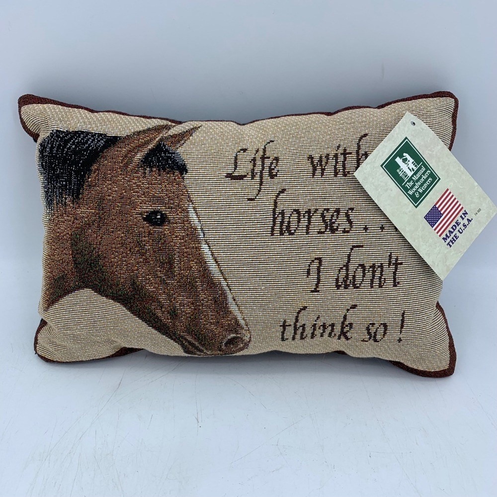 Horse Tapestry Pillow Equestrian Country Western Lodge Farmhouse USA Pony Rustic